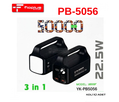 FİOPLUS PB-5056 50000 mAh 22.5W Hızlı Şarj Taşınabilir Kulplu Powerbank Şarj İstasyonu