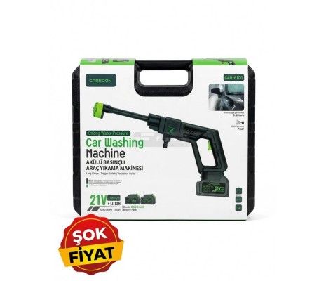 Carboon CAR-8100 21V Çift Akülü Basınçlı Araç Yıkama Makinesi (1550W Güç / 6500mAh Çift Bataryalı Oto Yıkama Tabancası)