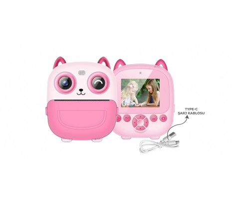 Torima CMR-21 Pembe Dijital Video Kayıt Fotoğraf Çocuk Kamerası Termal Resim Kağıt Baskılı Yazıcı