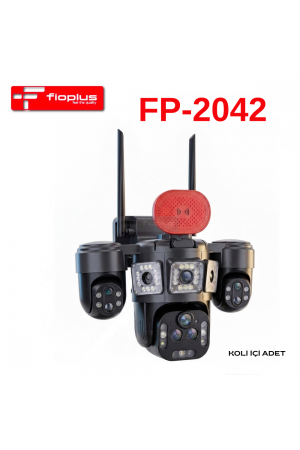 FİOPLUS FP-2042 Wi-Fi Kablosuz PTZ Çok Lensli Güvenlik Kamerası – Sirenli ve Projektörlü Dış Mekan Kamera