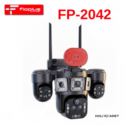 FİOPLUS FP-2042 Wi-Fi Kablosuz PTZ Çok Lensli Güvenlik Kamerası – Sirenli ve Projektörlü Dış Mekan Kamera