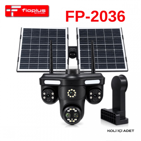 FİOPLUS FP-2036 Güneş Enerjili SIM Kartlı 4G PTZ Çok Lensli Güvenlik Kamerası – Çift Güneş Panelli Dış Mekan Kamera