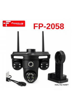 FİOPLUS FP-2058 Wi-Fi Kablosuz PTZ Çok Lensli Güvenlik Kamerası – Projektörlü Dış Mekan Kamera
