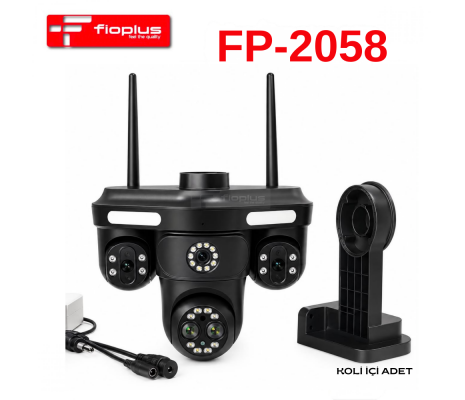 FİOPLUS FP-2058 Wi-Fi Kablosuz PTZ Çok Lensli Güvenlik Kamerası – Projektörlü Dış Mekan Kamera