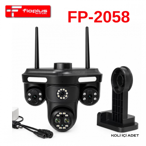 FİOPLUS FP-2058 Wi-Fi Kablosuz PTZ Çok Lensli Güvenlik Kamerası – Projektörlü Dış Mekan Kamera