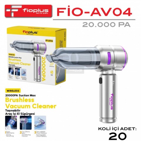 Fioplus FİO-AV04 20.000 PA Fırçasız Motorlu Şarjlı Taşınabilir Araç İçi El Süpürgesi & Toz Üfleme Makinesi Fioplus FİO-AV04 20.000 PA Fırçasız Motorlu Şarjlı Taşınabilir Araç İçi El Süpürgesi & Toz Üfleme Makinesi