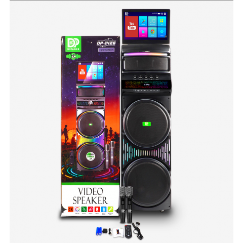 Dipaoer DP-1426 akıllı dokunmatik ekranlı ve RGB aydınlatmalı taşınabilir video/karaoke parti hoparlörü