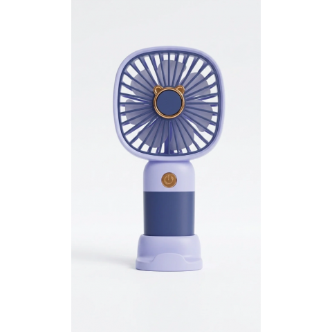 Mini El Fanı Mavi Kedi Figürlü Kompakt Tasarımlı, USB Şarjlı Güçlü Taşınabilir Vantilatör Fan
